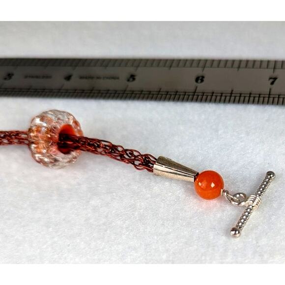 Handmade glass bead on a  handmade viking woven chain bracelet with Toggle7" - Picture 2 of 3